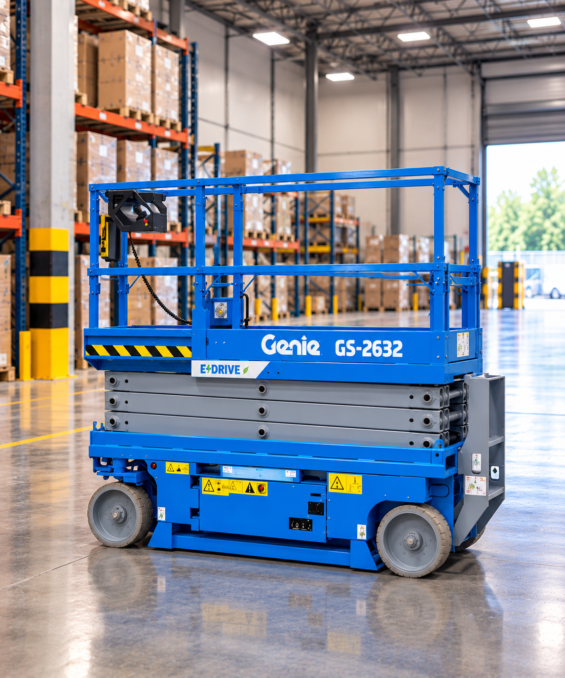 Vista da plataforma tesoura Genie GS-2632 recolhida
